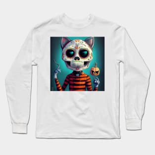 Halloween Sugar Skull Cat #2 Long Sleeve T-Shirt